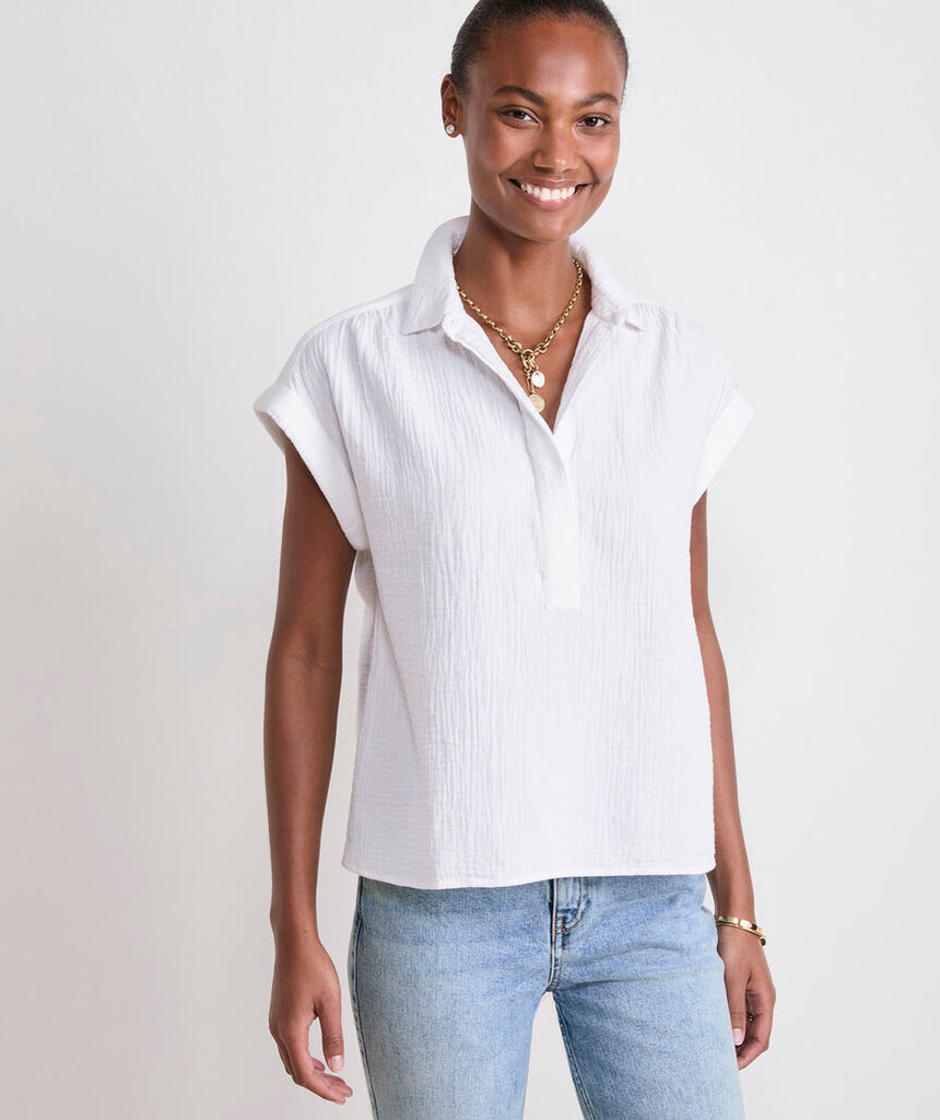 Vineyard Vines Women's Margo Gauze Top - White Cap