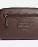 Barbour Leather Washbag - Dark Brown