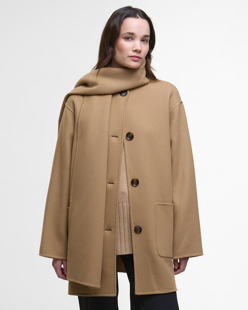 Barbour Women's Clementine Wool Scarf Coat - Camel
