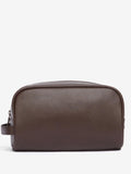 Barbour Leather Washbag - Dark Brown