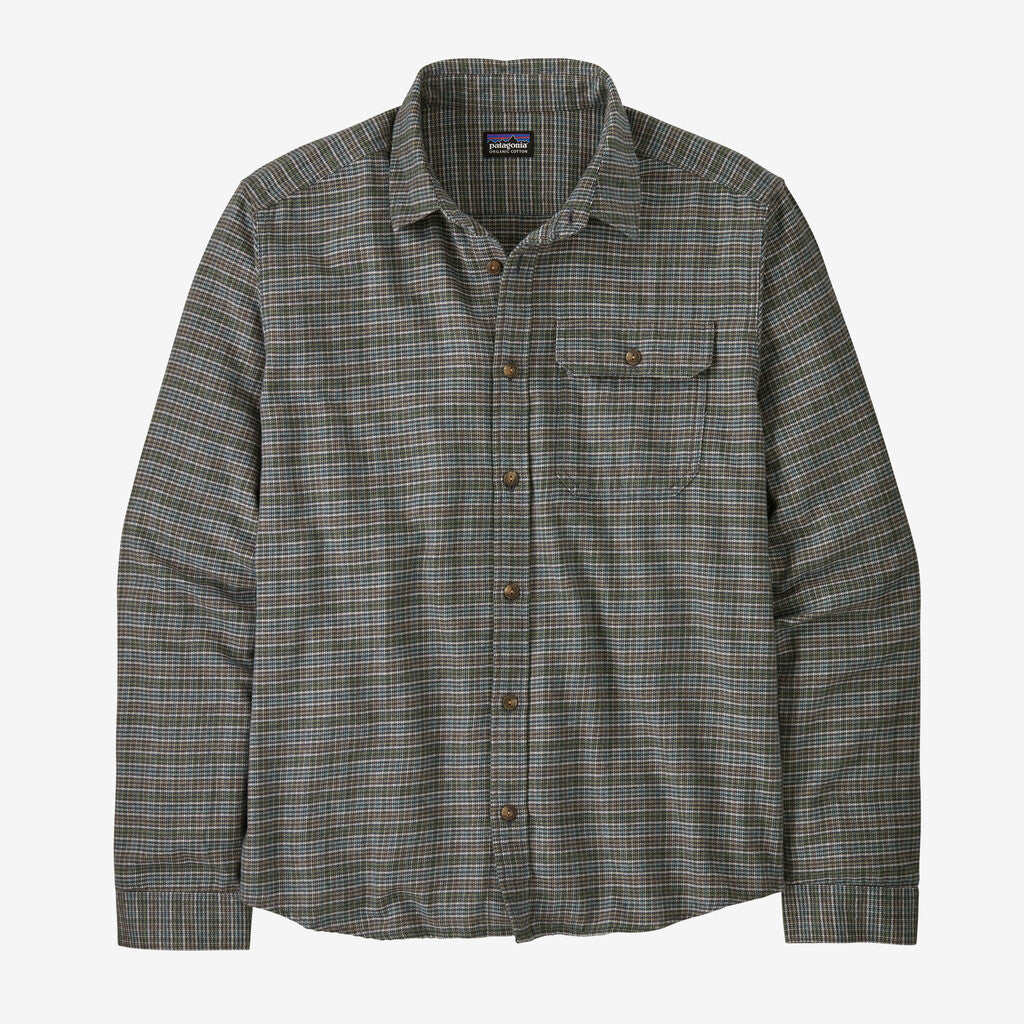 Patagonia Men's Long-Sleeved Lightweight Fjord Flannel Shirt - Tracks: Thermal Blue