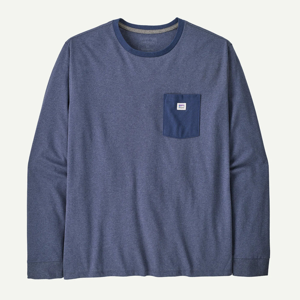 Patagonia Men's Shop Sticker Pocket Responsibili-Tee - Current Blue