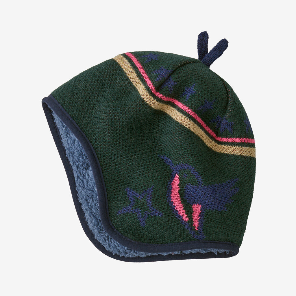 Patagonia Baby Reversible Beanie - Allen Stars: Conifer Green