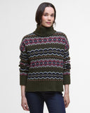 Barbour Women's Helen Fair isle Roll-Neck Jumper - Olive Multi Classic