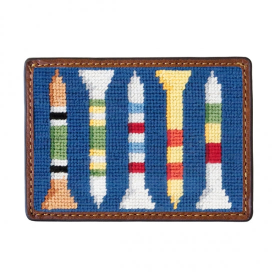Smathers & Branson Golf Tees Needlepoint Card Wallet - Blueberry
