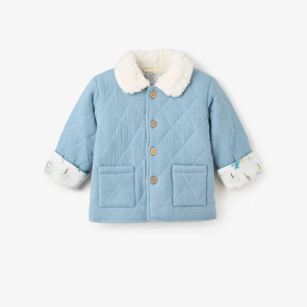 Elegant Baby Treehouse Forest Organic Muslin Quilted Jacket