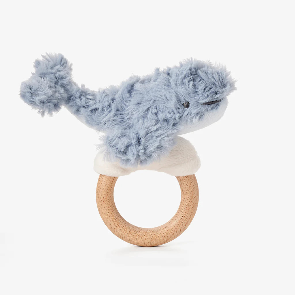Copy of Elegant Baby Plush Whale Wooden Ring Rattle - Blue