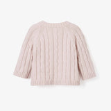 Elegant Baby Pale Pink Cotton Cable Knit Baby Sweater - Pink