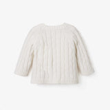 Elegant Baby Cream Cotton Cable Knit Baby Sweater - Cream