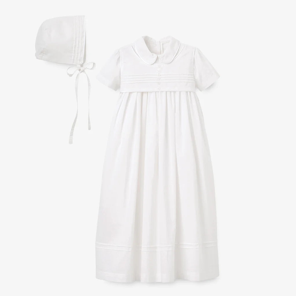 Elegant Baby Boys' Gown & Bonnet Christening Gift Set- White