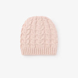 Elegant Baby Pale Pink Horseshoe Cable Knit Baby Hat