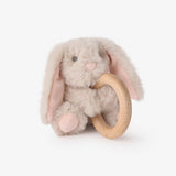 Elegant Baby Plush Bunny Wooden Ring Rattle