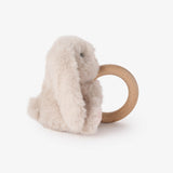 Elegant Baby Plush Bunny Wooden Ring Rattle