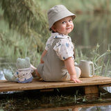 Elegant Baby Pond Friends Organic Cotton Muslin Top & Linen Blend Overalls - Multi