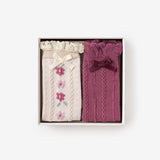 Elegant Baby Dark Violet Floral Knee-High Non Slip Baby Socks (2 pack)