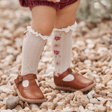 Elegant Baby Dark Violet Floral Knee-High Non Slip Baby Socks (2 pack)