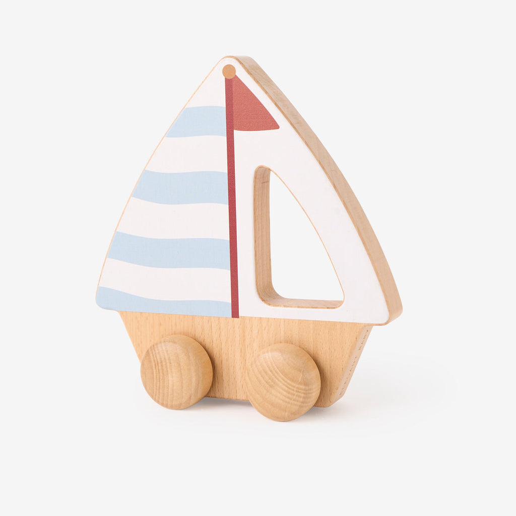 Elegant Baby Wooden Push Toy Sail Boat