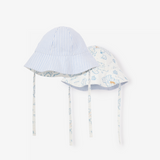 Elegant Baby Oxford Stripe and World Explorer Print Reversible Sunhat