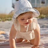 Elegant Baby Oxford Stripe and World Explorer Print Reversible Sunhat