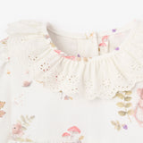 Elegant Baby Magical Mouse Print Mini Cord Lace Collar Dress + Bloomer Set