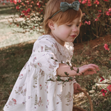 Elegant Baby Magical Mouse Print Mini Cord Lace Collar Dress + Bloomer Set