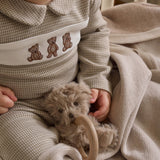 Elegant Baby Plush Textured Bear Wooden Ring Rattle