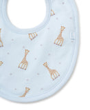 Kissy Kissy Sophie the Giraffe Print Bib - Blue