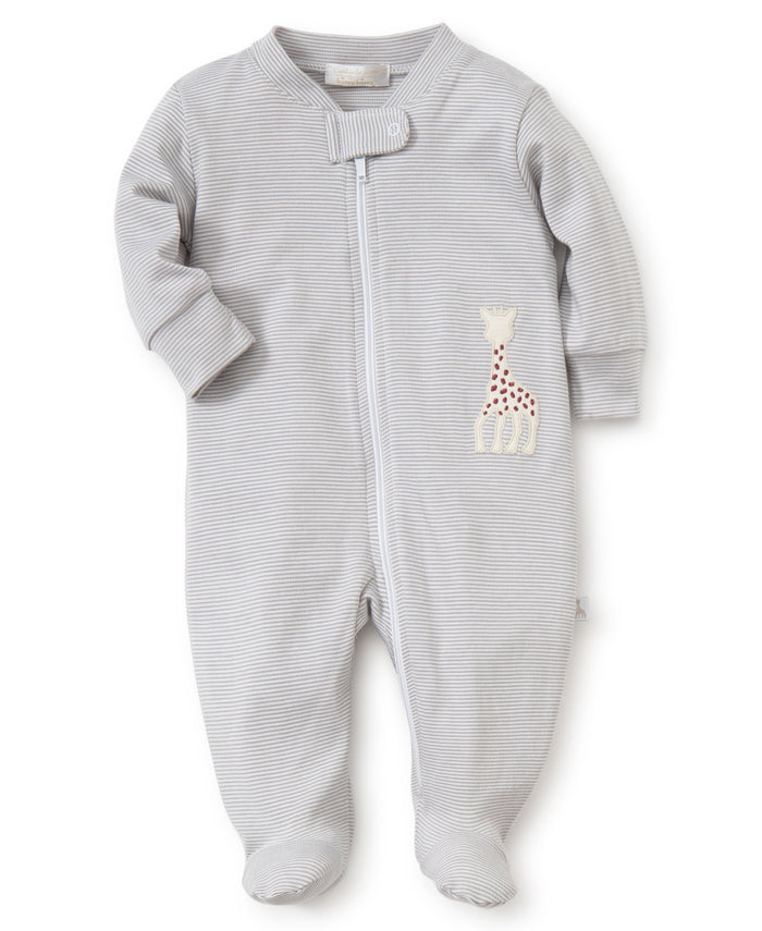 Kissy Kissy Sophie the Giraffe Stripe Pajamas Zip Front Footie - Gray