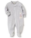 Kissy Kissy Sophie the Giraffe Stripe Pajamas Zip Front Footie - Gray