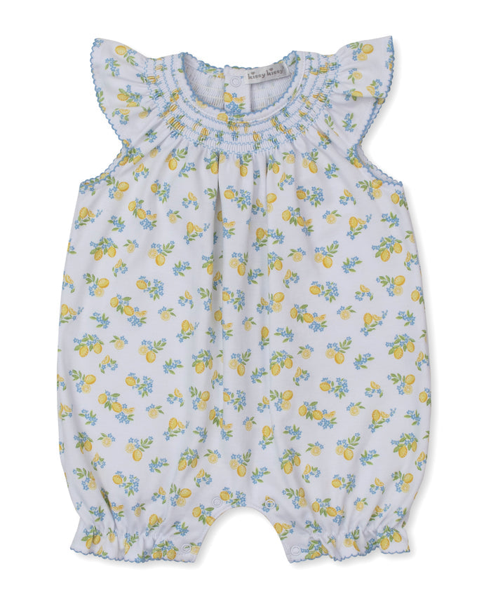 Kissy Kissy Lemon Blossoms Short Smocked Playsuit
