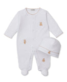 Kissy Kissy Teddy Bears White/Tan Footie & Hat Set
