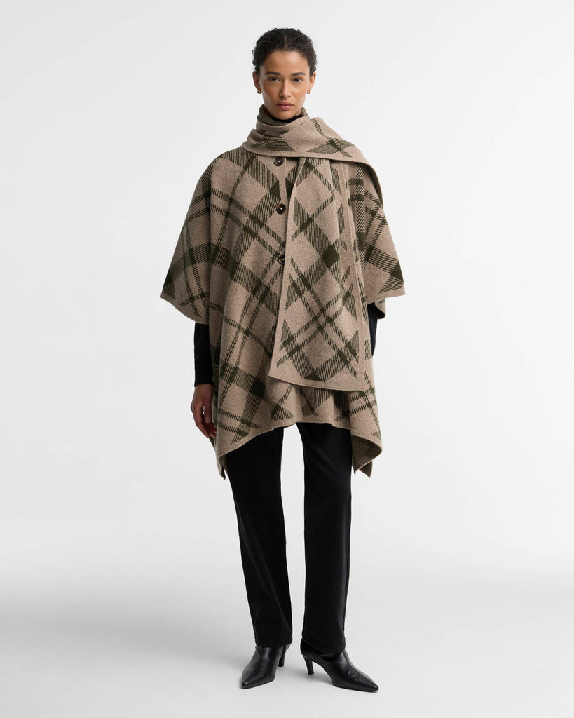 Barbour Vienna Tartan Wool-Blend Cape - Warm Trench Multi (One Size)