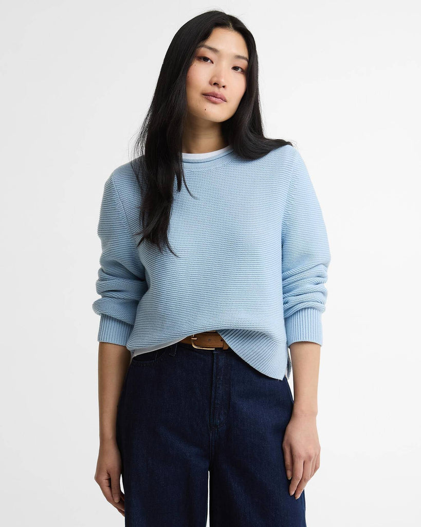 Barbour Fawley Cotton Crew Neck Knit Jumper - Celestial Blue