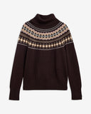 Barbour Women's Darwen Fairisle Rollneck Jumper - Seal Brown