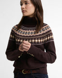 Barbour Women's Darwen Fairisle Rollneck Jumper - Seal Brown