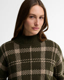 Barbour Women's Delilah Tartan Wool Jumper - Olive Multi