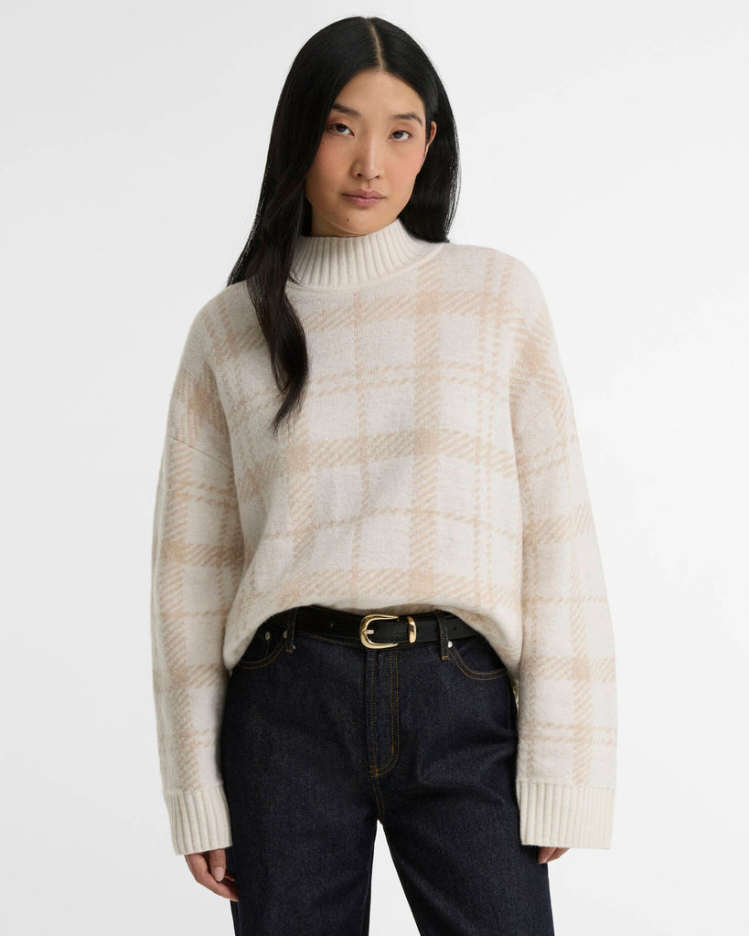 Barbour Women's Delilah Tartan Wool Jumper - Cloud Multi