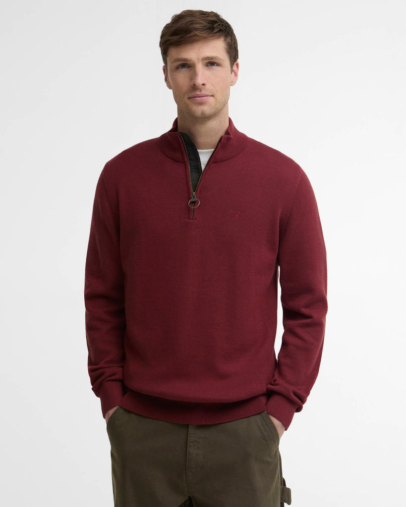 Barbour Men's Cotton Quarter-Zip Jumper - Russet
