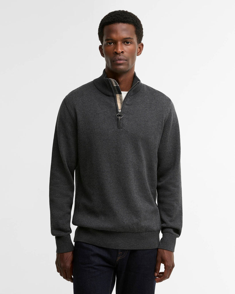 Barbour Men's Cotton Quarter-Zip Jumper - Charcoal