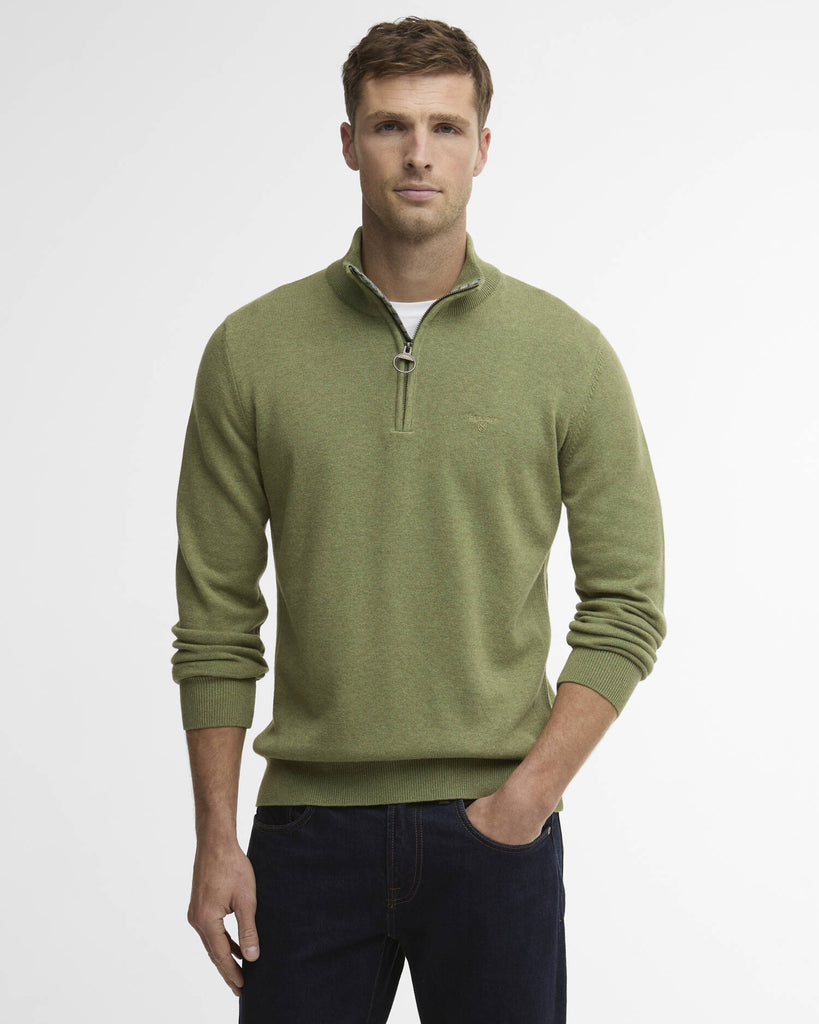 Barbour Men's Cotton Quarter-Zip - Laurel Green