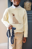 The Beaufort Bonnet Company Unisex Isaac's Intarsia Sweater - Palmetto Pearl with Dog Intarsia