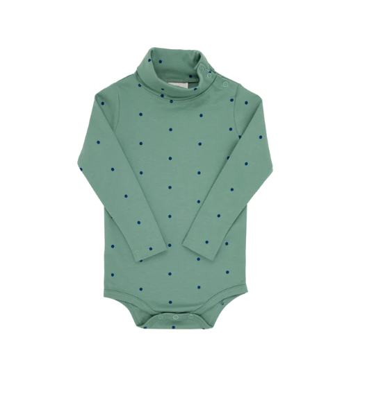 The Beaufort Bonnet Company Tatum's Turtleneck Shirt & Onesie - Gallatin Green Micro Dot