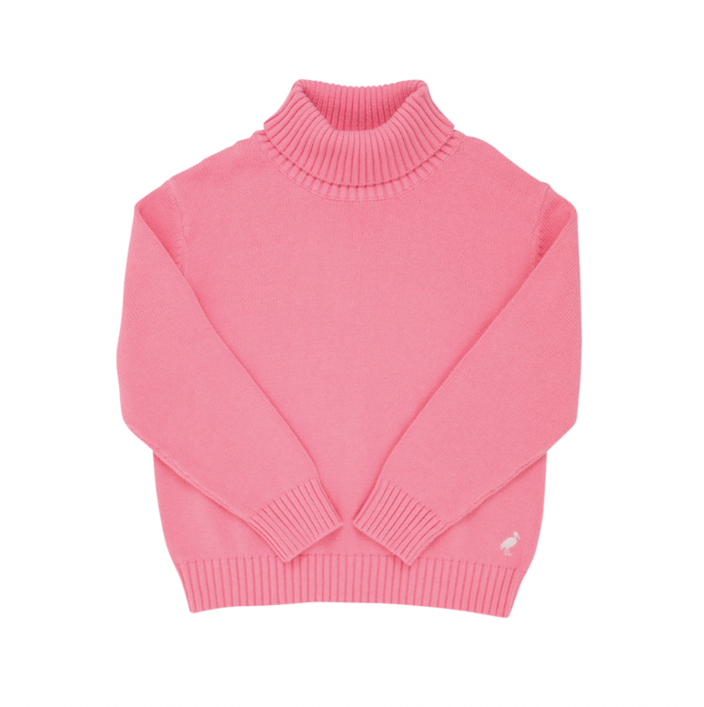 The Beaufort Bonnet Company Townsend Turtleneck Sweater - Hamptons Hot Pink with Palm Beach Pink Stork