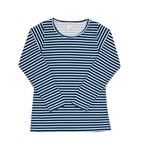 The Beaufort Bonnet Company Long Sleeve Plain Jayne Play Shirt - Nantucket Navy Stripe