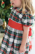 The Beaufort Bonnet Company Girl's Cindy Lou Sash Dress - Aiken Place Place with Richmond Red