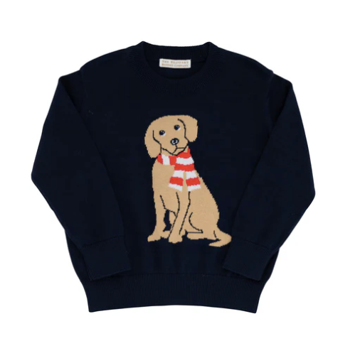 The Beaufort Bonnet Company Boy's Isaac's Intarsia Sweater - Nantucket Navy with Dog Intarsia