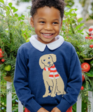 The Beaufort Bonnet Company Boy's Isaac's Intarsia Sweater - Nantucket Navy with Dog Intarsia