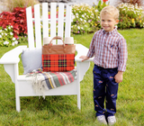 The Beaufort Bonnet Company Boy's  Dean's List Dress Shirt - Merritt Park Plaid with Nantucket Navy Stork