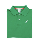 The Beaufort Bonnet Boy's Long Sleeve Prim & Proper Polo - Kiawah Kelly Green with Worth Avenue White Stork