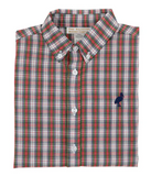 The Beaufort Bonnet Company Boy's  Dean's List Dress Shirt - Merritt Park Plaid with Nantucket Navy Stork